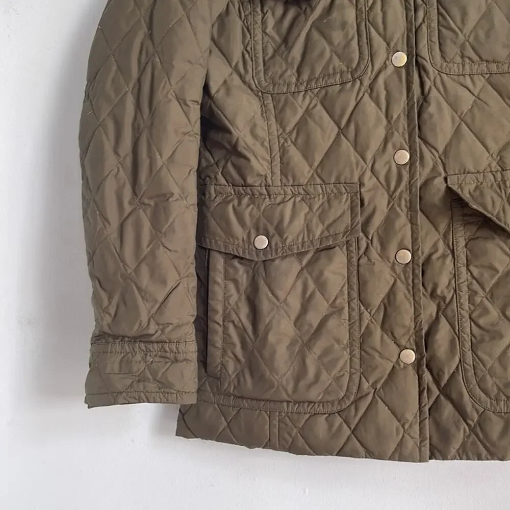 J. Crew quilted rain resistant goose down filled light puffer field jacket sz S